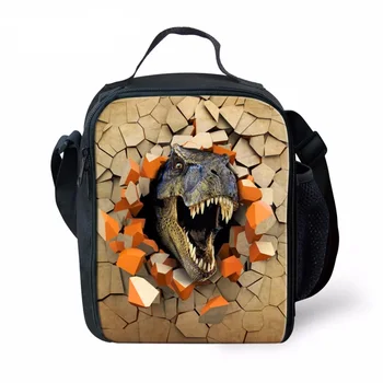 

Fashion Printing Dinosaur Lunch Bag for Teen Boys Cool Kid Animal Lunch Box Keep Warm Food Bag with Side Pocket