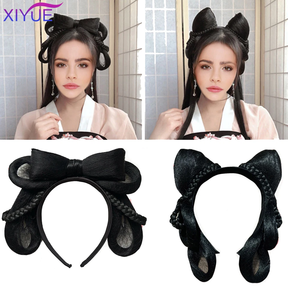 SEEANO-peruca hanfu para mulheres, estilo chinês, peça de cabelo sintético,  almofada de modelagem antiga, acessórios para cabelo preto, cocar -  AliExpress