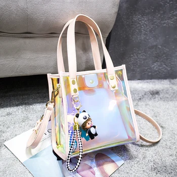 

Bag Female 2020 Spring and Summer New Tide Transparent Female Bag Slung Jelly Bag Laser Bag Large Capacity Handbag Ins Super Fir