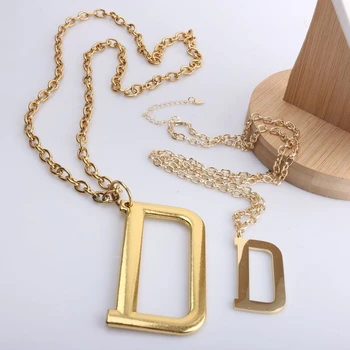 

Titanium gold Sweater Necklace Famous Brand Letter Retro Big necklace exaggerate For Women For Man Stud Fashion Jewelry Gift