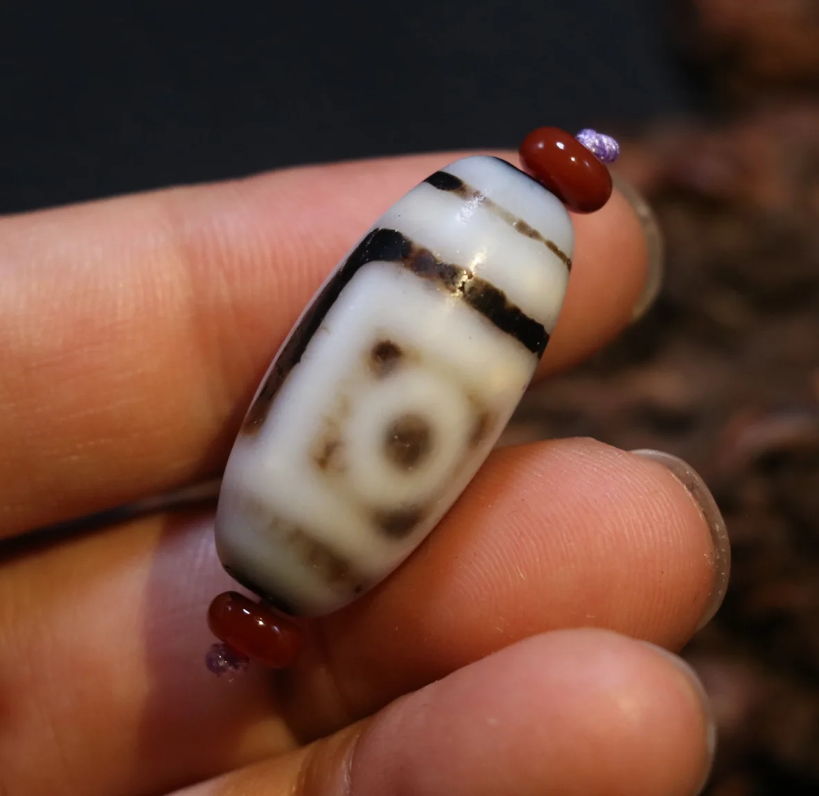 Treasure Magic Power LKbrother Ultra Energy Tibetan Agate 2 EYE Fold Line dZi Bead Talisman UPD210601A12 | Украшения и аксессуары