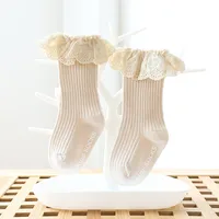 Lawadka Newborn Baby Girl Socks Lace Baby Knee Socks Anti Slip Cotton Socks for Girls Princess Long Autumn Winter Stockings 0-3T 3