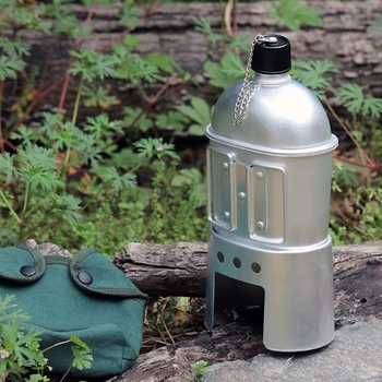 

Camping Cookware Set Outdoor Stove Burner Set Aluminum Military Canteen Cup Wood Stove Set with Cover Bag for Hiking Backpacking