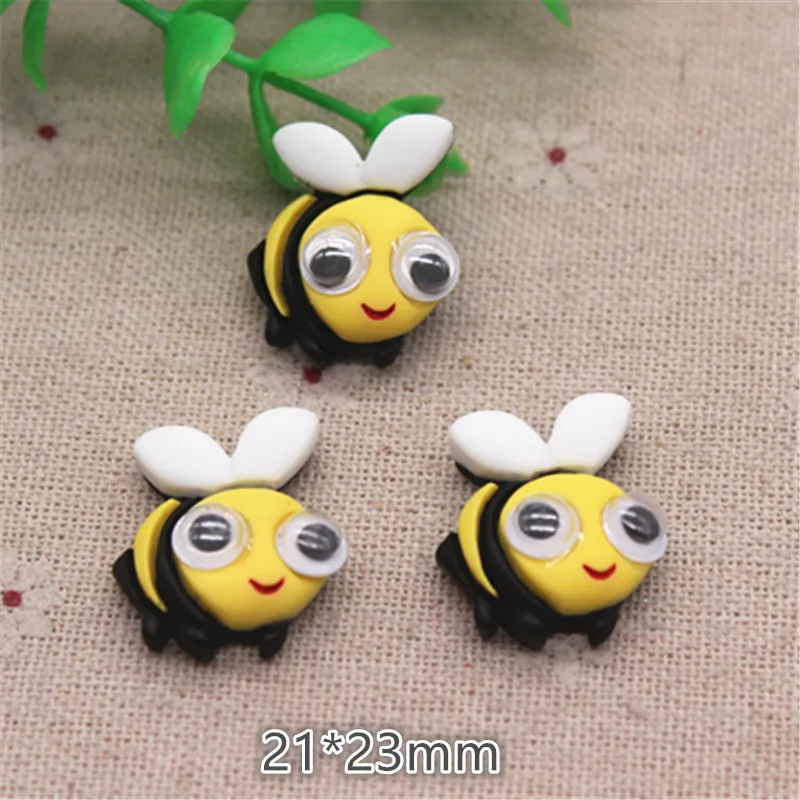 bee 10 шт. Милая Смола мультяшная пчела/Божья коровка/кролик/панда/Улитка/рыба с поворотным глазом резиновые кабошоны создание скрапбука своими руками/волос Лук центр - Цвет: bee