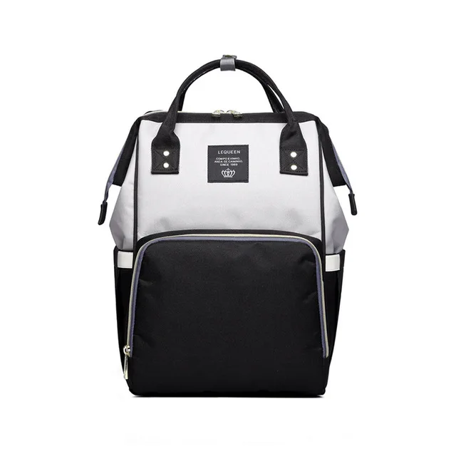 LEQUEEN модная сумка для подгузников для мам, Большая вместительная Детская сумка, дорожный рюкзак для кормления, сумка для ухода за ребенком, ручная сумка для подгузников - Цвет: black and grey