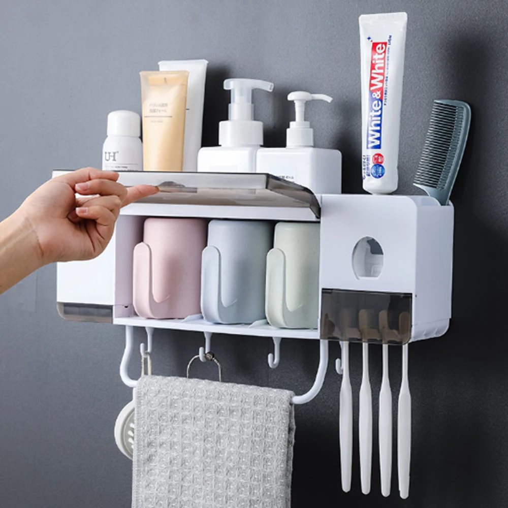 4Colors Toothpaste Toothbrush Holder Home Bathroom Stand Rack Mount Storage M8A5 