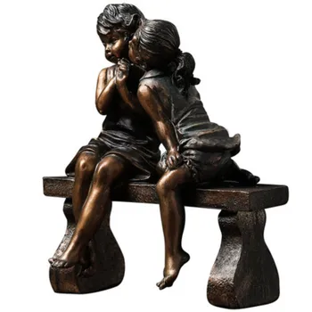 

European Retro Style Home Decor Figures Statue Living Room Entrance Wine Cabinet TV Cabinet Model Room Crafts Decorations A1892