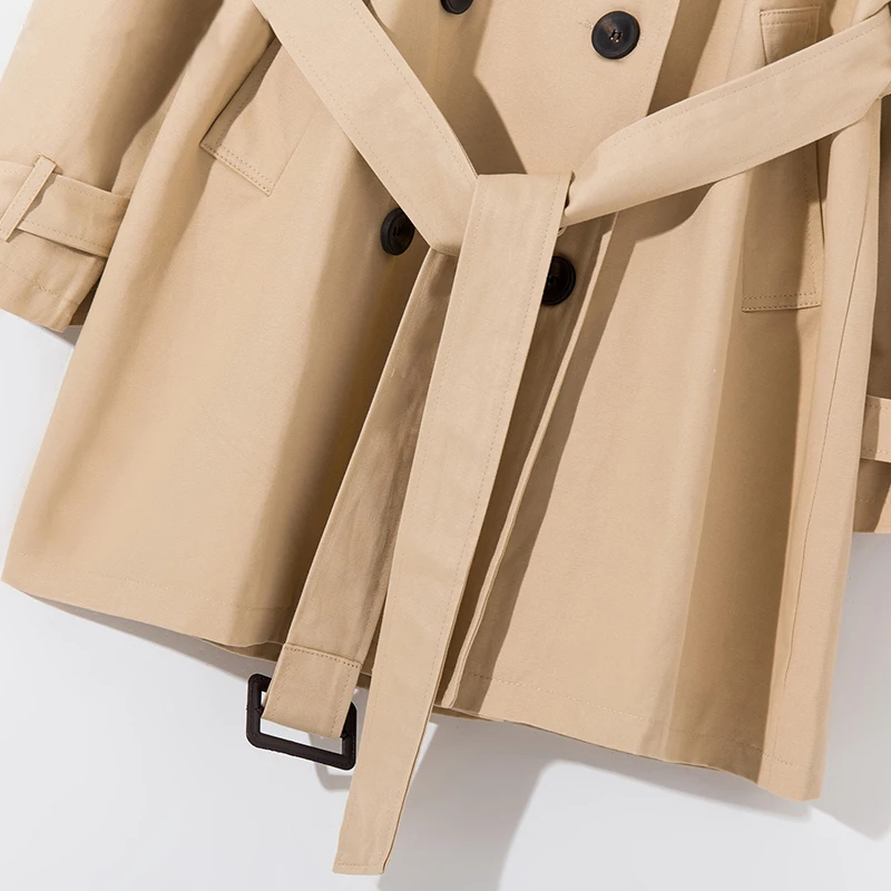 Autumn Fashion Safari Style Casual Women's Coat Double Breasted Pocket Sashes Women Trench Coat Medium-long Trench