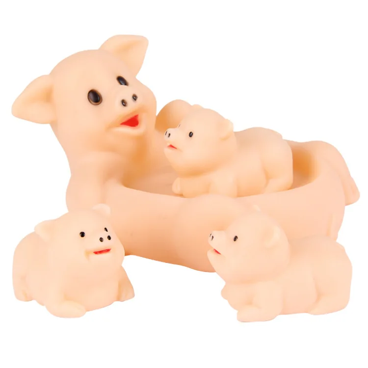Детская ванночка играть воды пищалка скрипучий игрушки для купания большой три маленькие милые забавные детские игрушки для купания с рисунком животных из мягкой резины