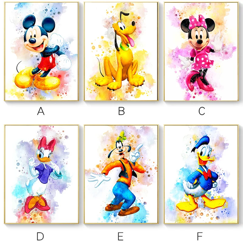 Disney Mickey Mouse and Donald Duck Canvas Painting Cartoon Posters Prints Wall Art Picture Cuadros for kids Room Decor | Дом и сад