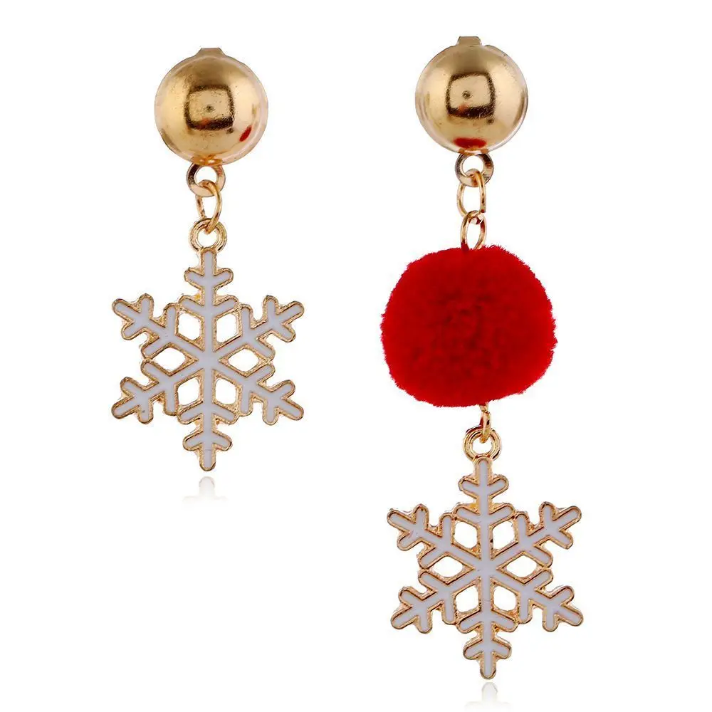 

Asymmetry Christmas Earrings 2019 New Fashion Enamel Santa Claus Snowflake Glove Pom Pom Dangle Earrings New Year Xmas Jewelry