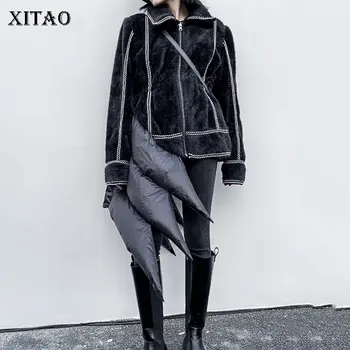 

XITAO Irregular Patchwork Zipper Jacket Women 2020 Winter Casual Fashion New Style Temperament All Match Women Clothes ZY2599