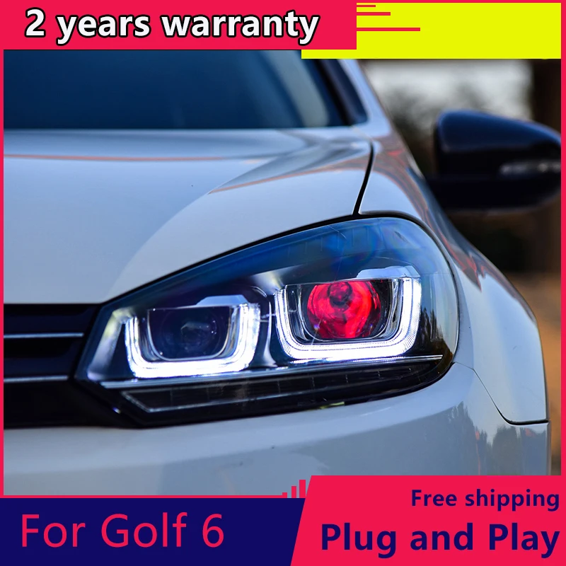 KOWELL Car Styling ForVW Golf 6 Headlights 2010-2013 Golf6 mk6 LED Headlight Angel Eye LED DRL Bi Xenon Lens Parking Fog Lamp