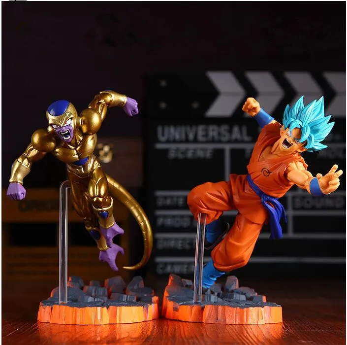 Бесплатная доставка Dragon Ball морозильная камера VS Goku Z Super Saiyan God goku Gold Frieza Battle Ver ПВХ