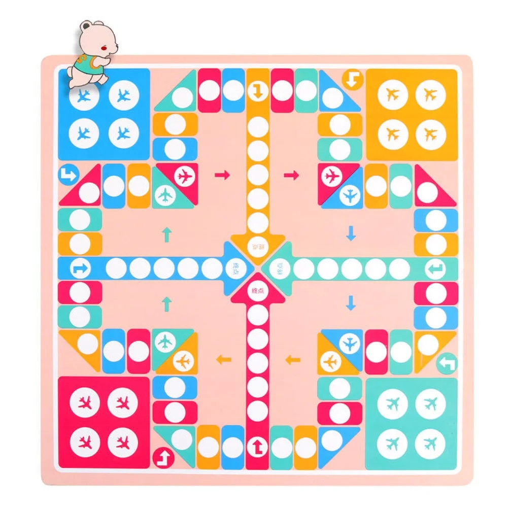 2 in 1 Double-Faced Wooden Flying Ludo Snake Ladder Game Board Kids Family Toy Table Board Game Toy Birthday Kids Gift 5