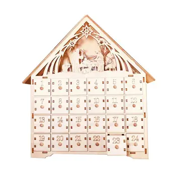 

Christmas Wooden Countdown Advent Calendar With LED light Christmas Ornament