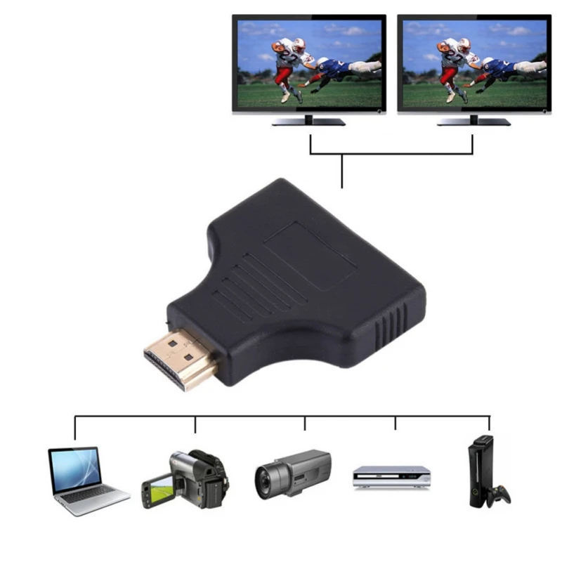 

Smart and Compact Splitter For HDMI Male To 2 HDMI Female 1080P 1 In 2 Out Switch Switcher Extender Adapter Converter