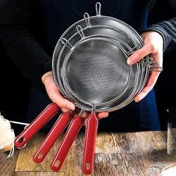6 Sizes Flour Sieve Strainer Stainless Steel Colander Pasta Cooking Tools French Fries Skimmer Noodle Drainer Kitchen Gadgets
