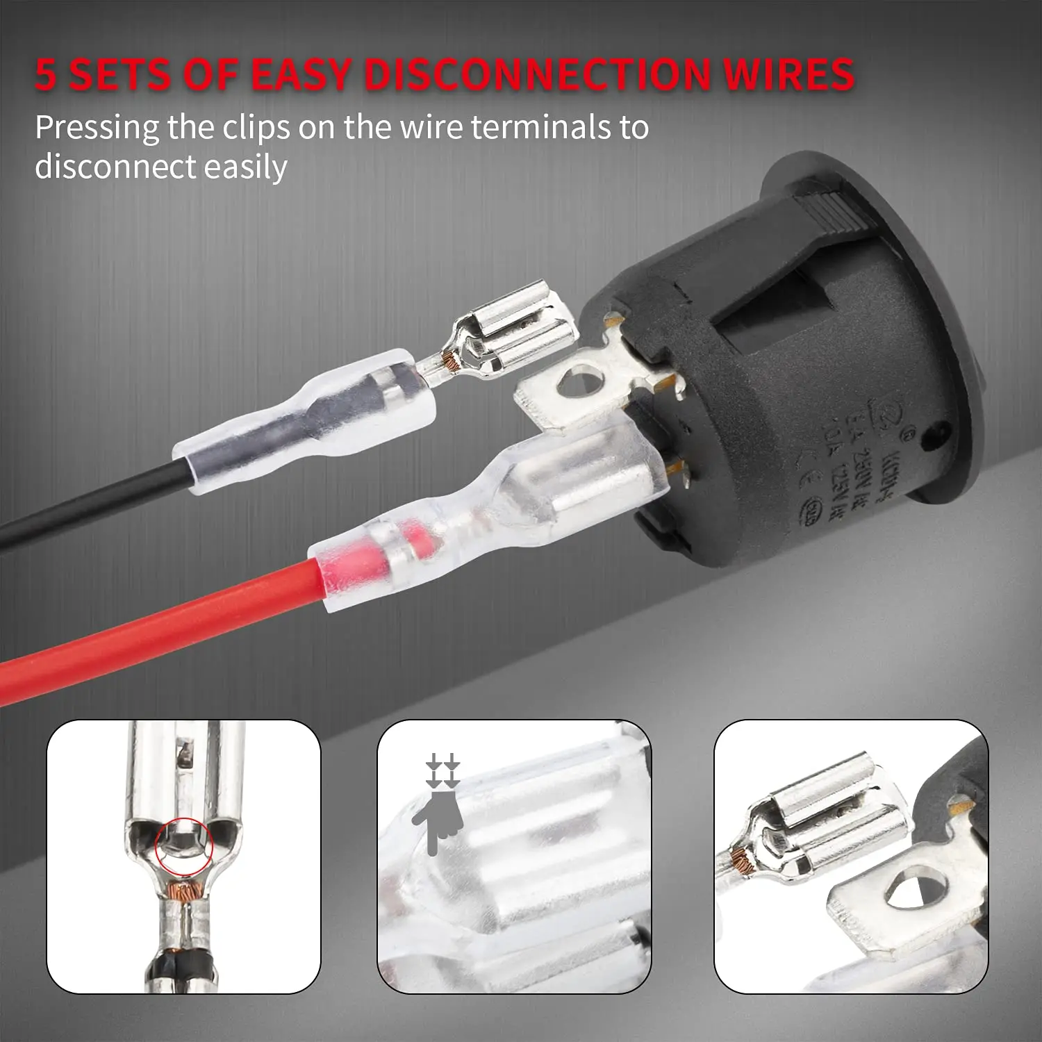 5PCS 라운드 로커 스위치 ON Off SPST 20mm 미니 12 볼트 토글 스위치 12V 자동차 자동차 RV 2 핀 스위치 120V 유선 KCD1