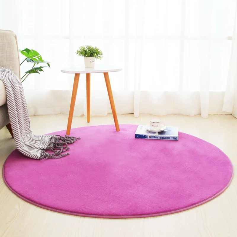 Коврик для ванной комнаты большой размер Круглый однотонный коралловый флисовый коврик для ванной коврик 1 шт. Противоскользящий коврик для туалета мягкий ковер для спальни Tappeto Bagno - Цвет: Purple