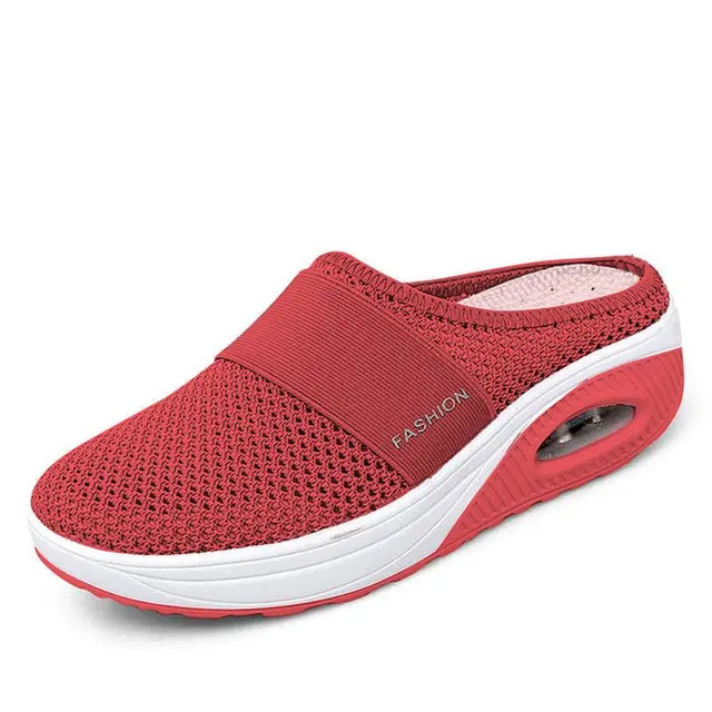 Women Sandals Fashion Wedges Platform Shoes Female Slides Women's Slippers Breathable Mesh Lightweight Ladies Footwear Red