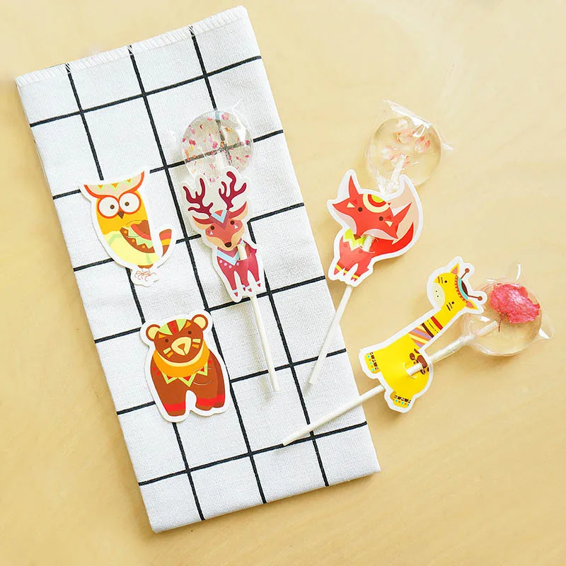 

40Pcs Cute Animal Cartoon Lollipop Decoration Cards For Kids Birthday Party Supplies Candy Gift Accessories Supplies