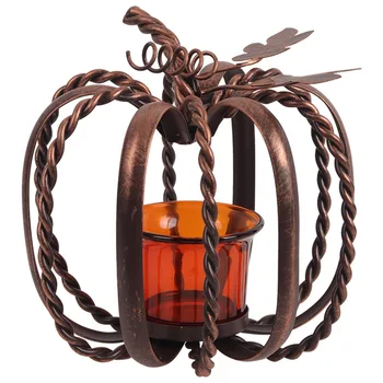 

Retro Pumpkin Candle Holder Halloween Decor Wrought Iron Christmas Party Ornament Festival Holiday Home Decoration