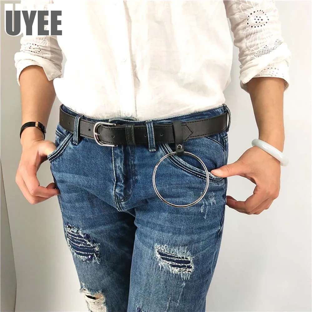 UYEE Leather Belt Edgy For Women Pastel Goth Fashion Leather Harness Leg Cage Body O-ring Belt Adjustable Waist Harness Punk Top