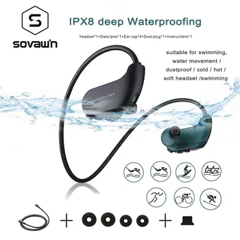 

SOVAWIN Sport Bluetooth Headphone IPX8 Waterproof 8GB Memory Outdoor Music Headphones Swimming Diving Running Earphones Walkman