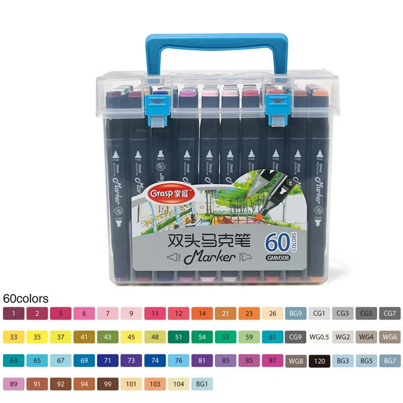 24/48/60/80/120 Color Art Markers Set Dual Headed Artist Sketch Oily Alcohol based markers For Animation Manga - Цвет: Square Standard 60