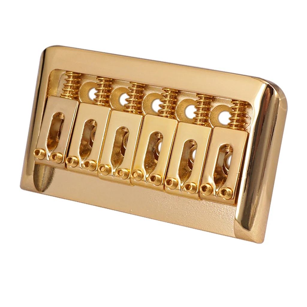 Metal Guitar Saddle Bridge Tailpiece for 6 String Electric Guitar Bass, Gold