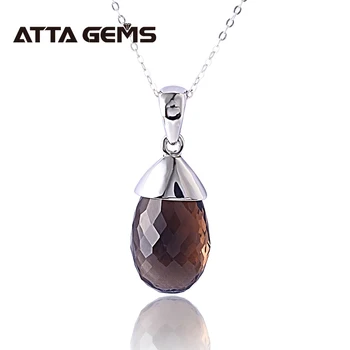 

Natural Smoky Quarts Sterling Silver Pendant For Women Fine Jewelry Party Office Silver Jewelry Natural Brown Crystal Pendants