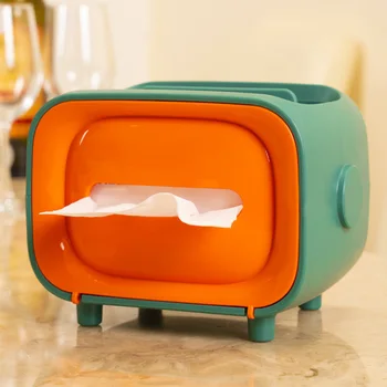 

Retro TV Shape Tissue Box Multifunctional Tissue Box Creativity Tissue Container Paper Towel Desktop Remote Control Storage Box