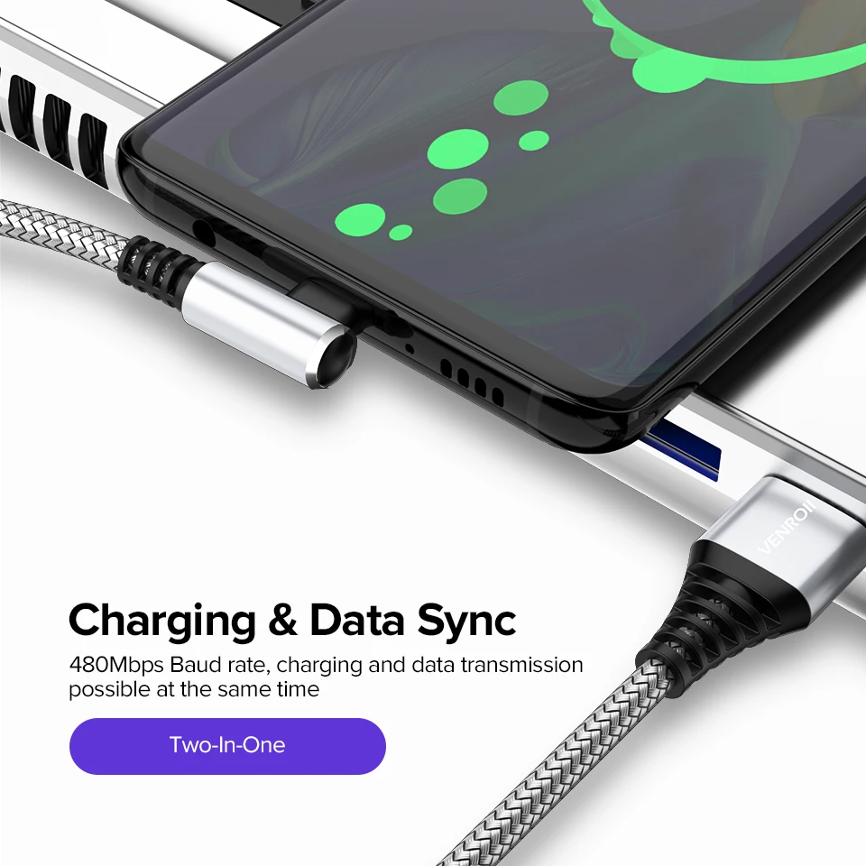 Кабель быстрой зарядки Venroii типа C для Samsung Galaxy S9 S8 Plus A50 USBC кабель Xiaomi Mi 8 Redmi Note 7