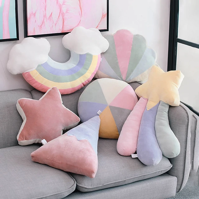 Colorful Rainbow Cloud Plush Cushion Kawaii Cloud Seat Cushion Chair Back  Pillow Stuffed Soft Home Decor - AliExpress