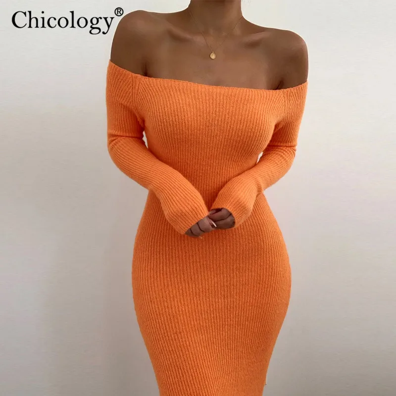 Off The Shoulder Ribbed Maxi Dress 