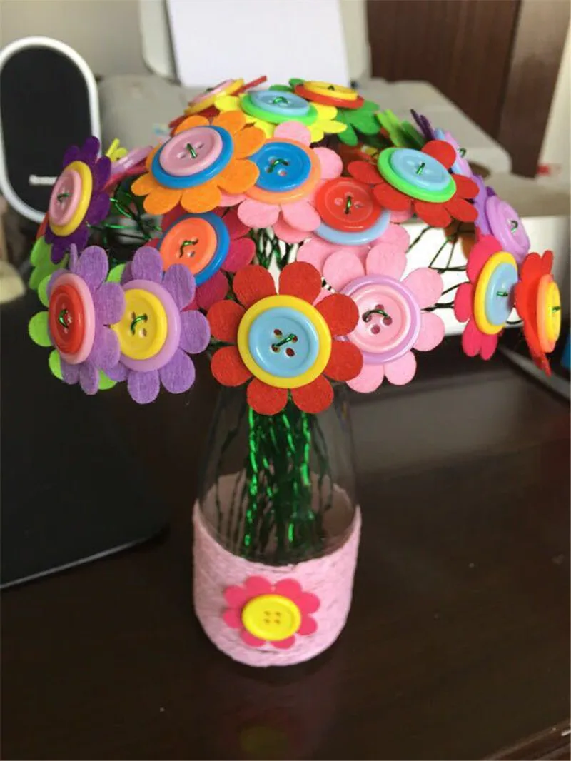 DIY фетровая кнопка цветок ремесла Наборы Детский сад Дети творческие игрушки детские развивающие ручной работы подарок украшение комнаты