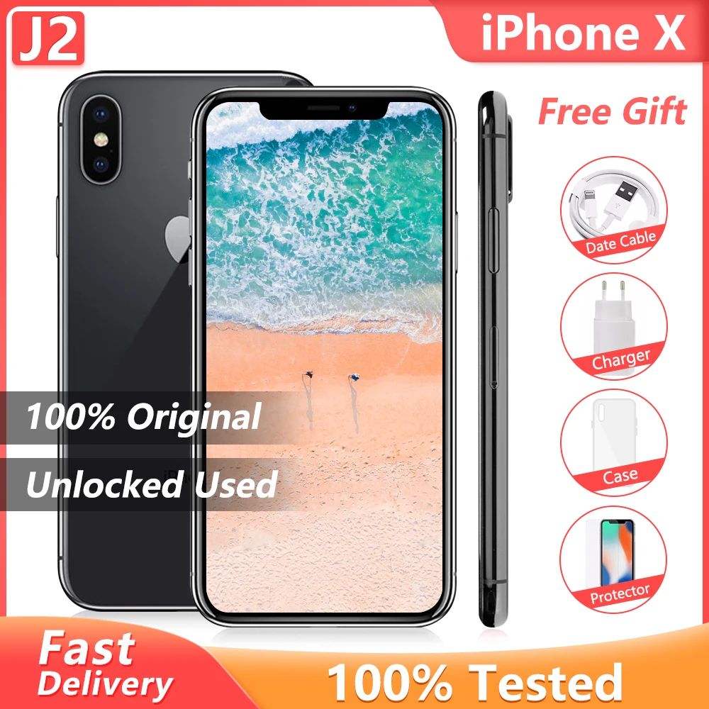 100% оригинальный Apple iPhone X б/у 99% Новый шестиядерный сотовый телефон 5 8 дюйма 3 ГБ ОЗУ