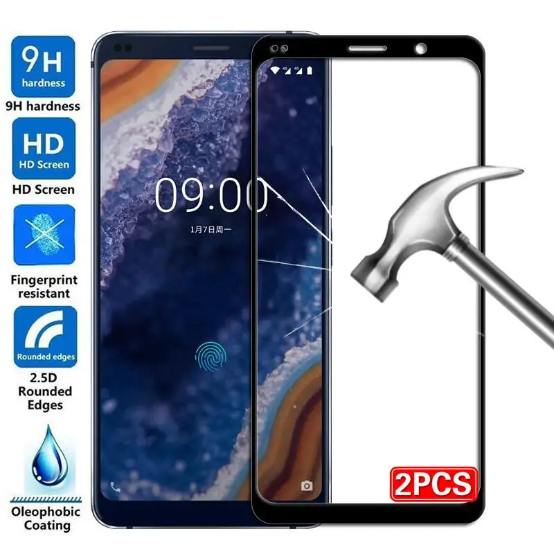 

2PCS Tempered Glass Full Glue Cover For Nokia 2.2 3.2 4.2 7.1 3.1 5.1 Plus 6.1 8 6 5 3 2 Screen Protector Protective Glass Film