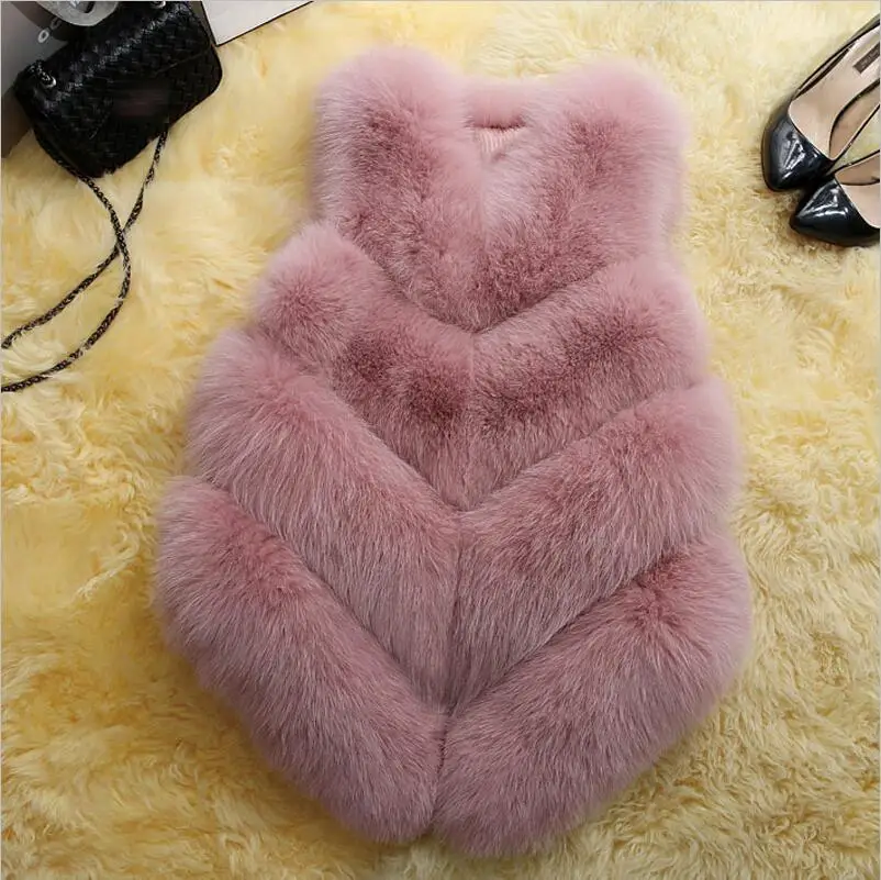 lotus pink Новинка, модное пальто из искусственного меха, зимнее пальто, женский жилет, меховой жилет, женская меховая куртка, пальто, меховой жилет для женщин - Цвет: lotus pink