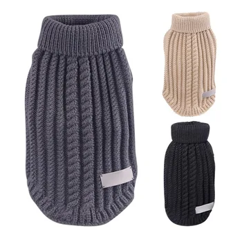 

High Collar Woolen Knitwear Sweater Dog Clothes Coat Straw-Rope Pet Dog Sweater Knit Apparel Pet Winter Wool Sweater