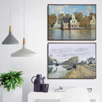 

Home Decoration Art Wall Pictures Fro Living Room Poster Print Canvas Paintings French Claude Monet House by the River