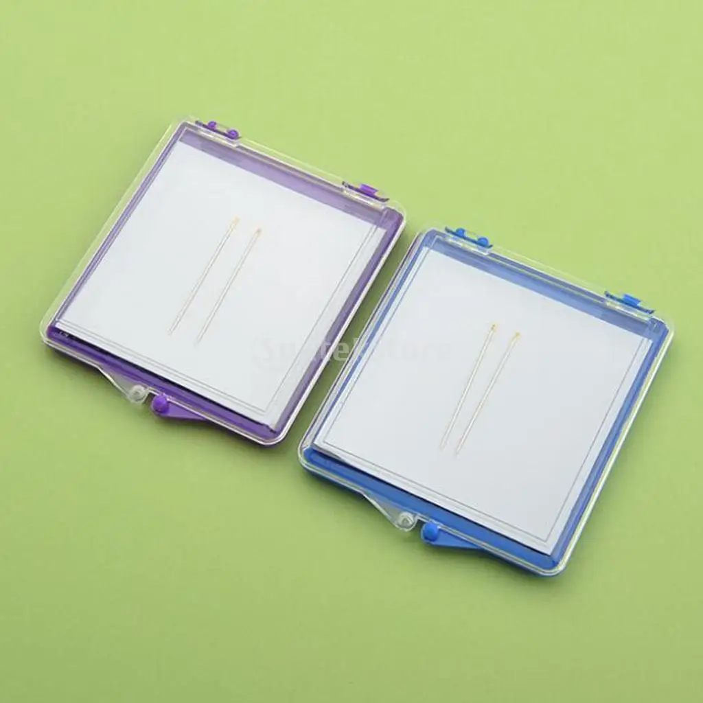 Magnetic Sewing Pin Cushion Clear Top DIY Needle Pincushion Sewing Tools Storage Case Needlepoint 2 Pins Set
