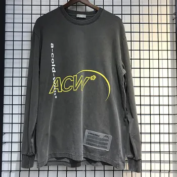 

A COLD WALL Embroidery Pattern Long Sleeve T Shirt ACW High Quality Retro Pullover ACW Round-neck Cotton Simple Classic Shirts