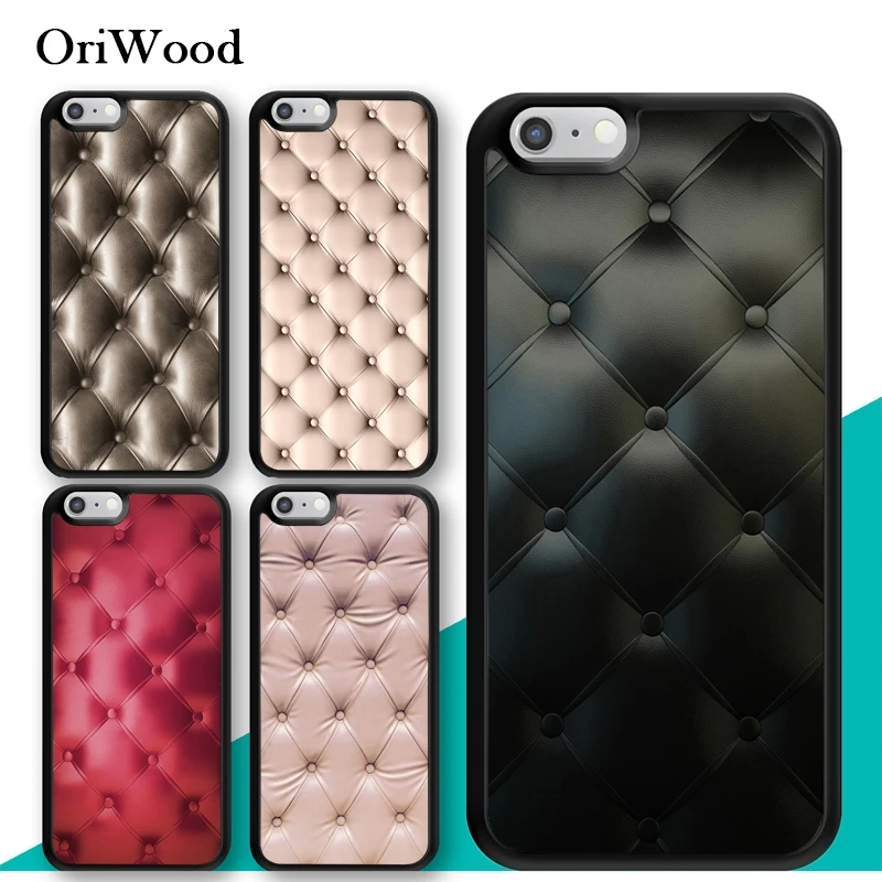 

OriWood Quilted Texture Sofa Pattern Sticker Phone Case For iPhone 6 6s Cover For iPhone 7 8 Plus X XR XS MAX 5s SE Back Shell