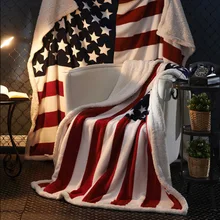 Толстый Флаг США хлопок бархат пледы плюшевый искусственный мех ТВ диван подарок одеяло плед 130*150 см/150*200 см/150*250 см