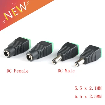 

10Pcs 5.5x2.1mm Female Male DC Power Plug Adapter for 5050 3528 5060 Single Color LED Strip and CCTV Cameras 5.5x2.5