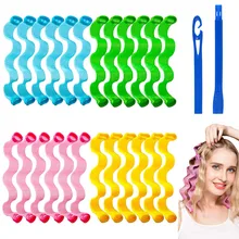 

24Pcs Hair Curlers No Heat Curlers 30cm Spiral Curls Styling Kit Magic Heatless Hair Curler Wave Curlers Rolls Styling Hooks