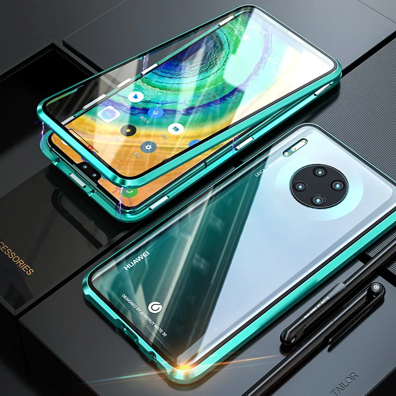 Чехол для huawei mate 30 Pro, роскошный Магнитный mate 30pro, двойное закаленное стекло, металлическая рамка Hawei mate 30 Pro, адсорбционный чехол для телефона