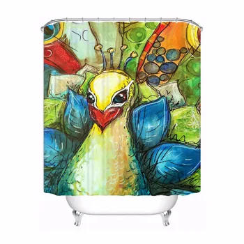 

Bath Curtain For Bathroom Custom Colorful Peacock Head Home Decor Shower Curtain Waterproof Fabric Hooks #180417-01-43